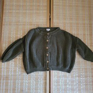 The Simple Folk Chunky Olive Color  Knitted Cardigan (Age 7-8)